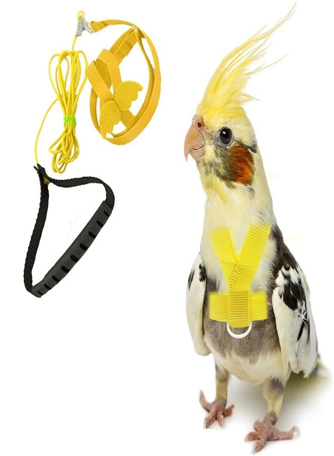 FORZENA Birds Adjustable Harness and Leash, Parrot Outdoor Flying Training Traction Rope Straps with Cute Wing for Small Animal Birds, Parrots, Pigeons, Lizard, Turtles (S,Yellow) - Image 1